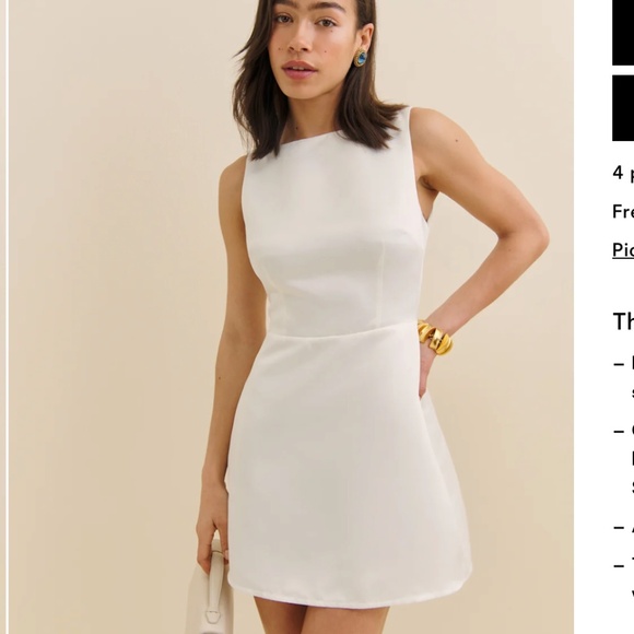 Reformation Zenni Dress (Ivory Satin Sz 0) - Picture 3 of 5